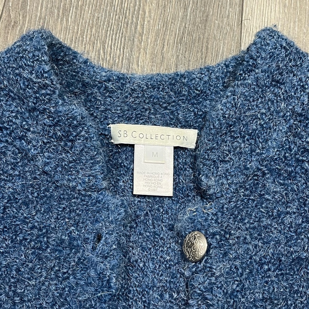 SD Collection Textured Blue Cardigan - Picture 3 of 4